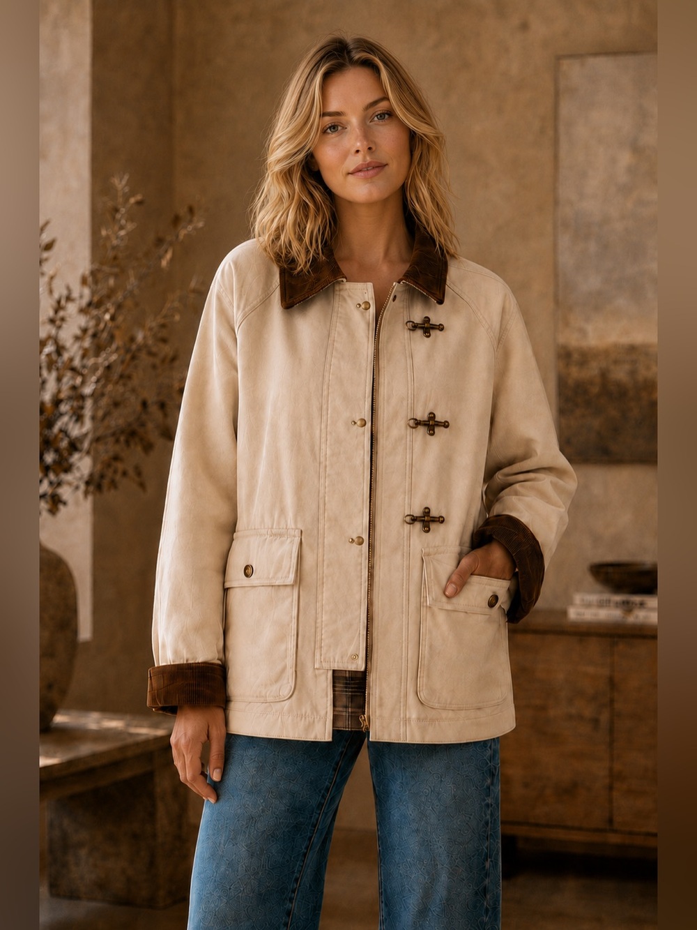 Gorgeous Heartloom Cream and Corduroy Barn Jacket